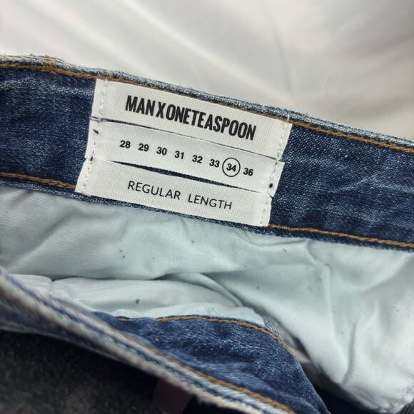 NWT One Teaspoon Mr Browns Distressed Jeans34R Blue Suede Paint Splatter - Picture 5 of 6